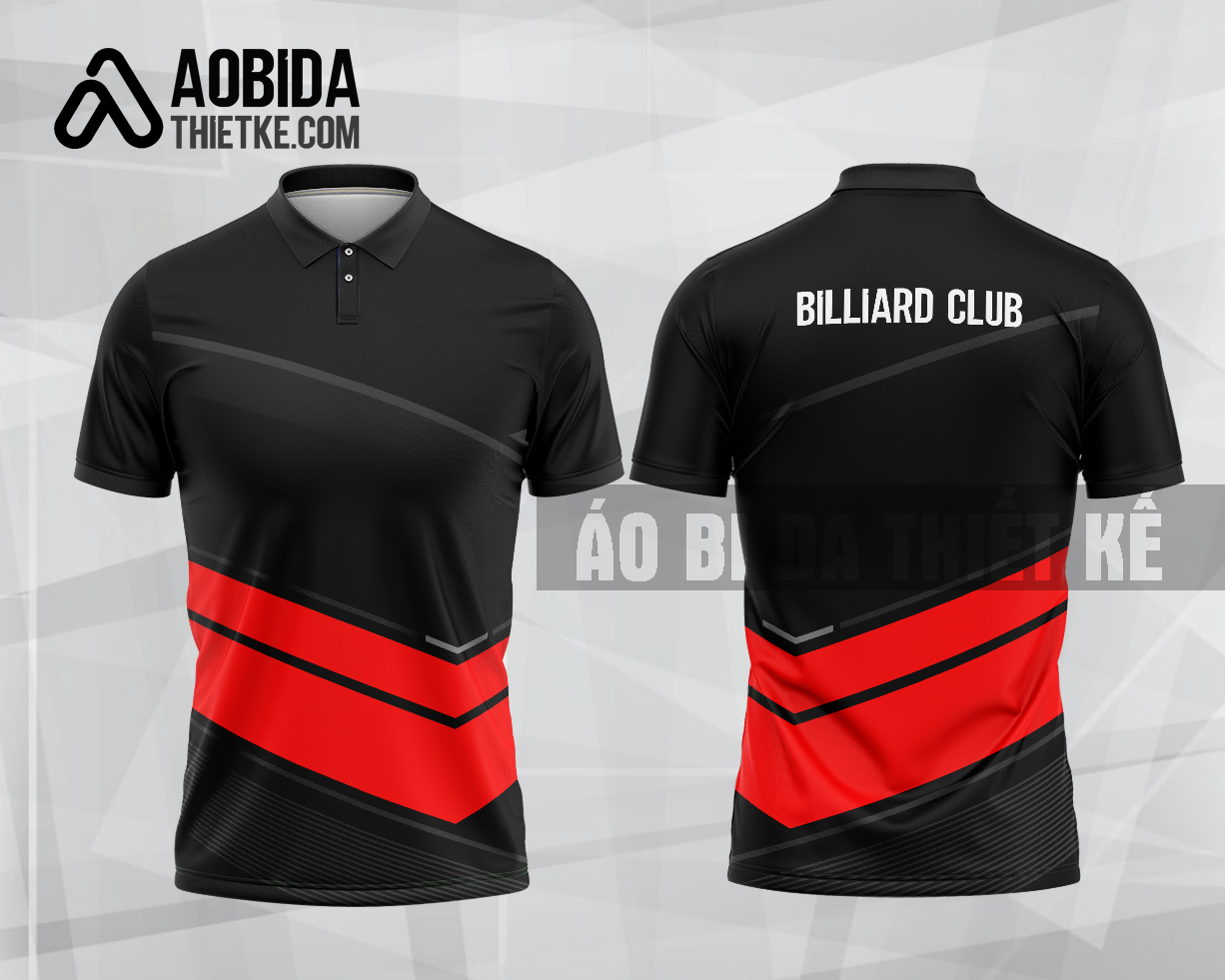 Mẫu áo polo billiards CLB Hai Bà Trưng màu đỏ thiết kế nam BA414
